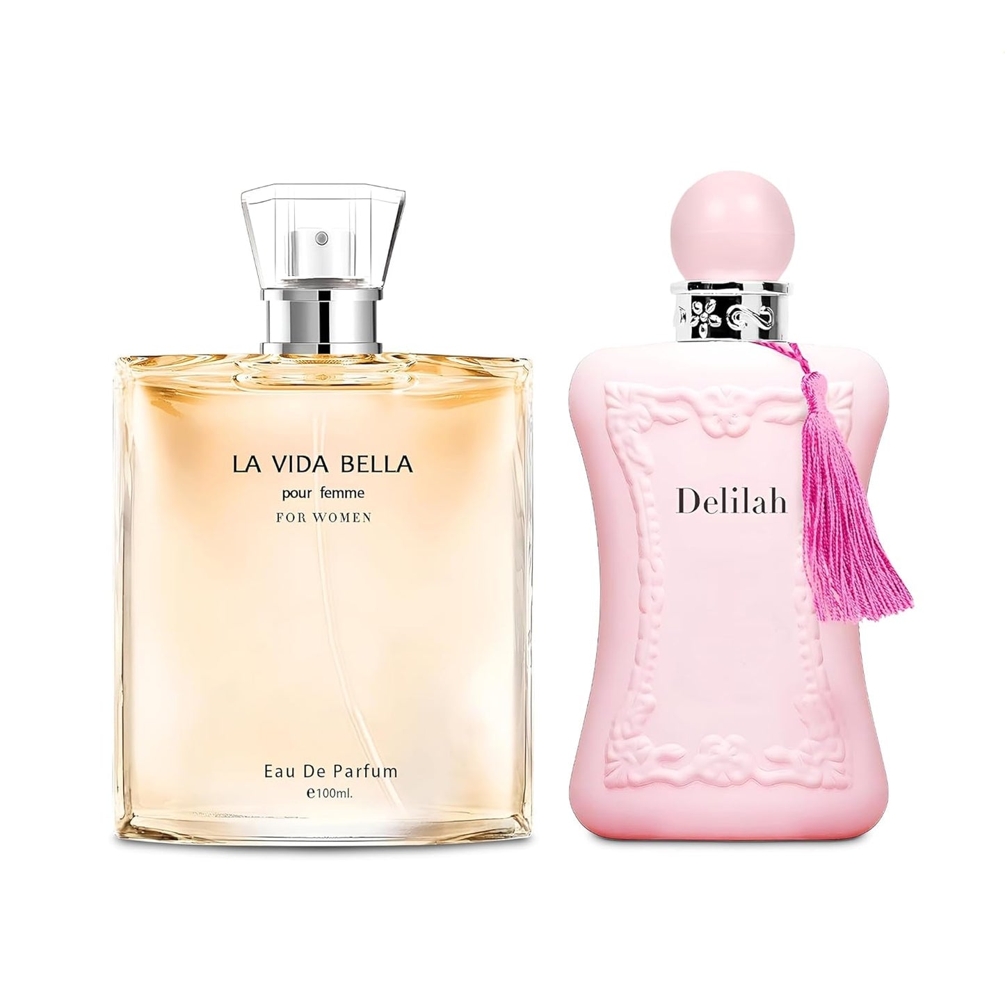 Women's Perfume La Vida Bella& Delilah Combo Set Eau De Parfum Long Lasting Fragrance 3.4 Fl Oz Spray Each for Daily Used