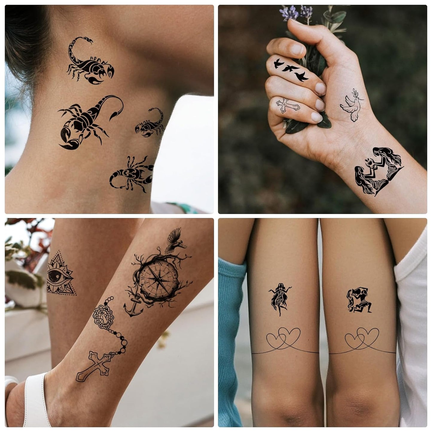Large Temporary Tattoo Men and Women, 36 Sheets Half Arm and Small Tattoos for Adults, Animal Fake Tattoo Designs with Lions and Tigers