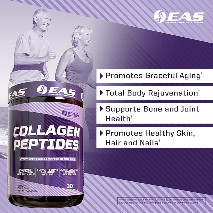 Experimental and Applied Sciences Collagen Peptides Powder | Hydrolyzed Type I & III | for Healthy Hair, Skin, & Nails | Bone & Joint Health | 20g Collagen Per Serving | 30 Servings (Unflavored)