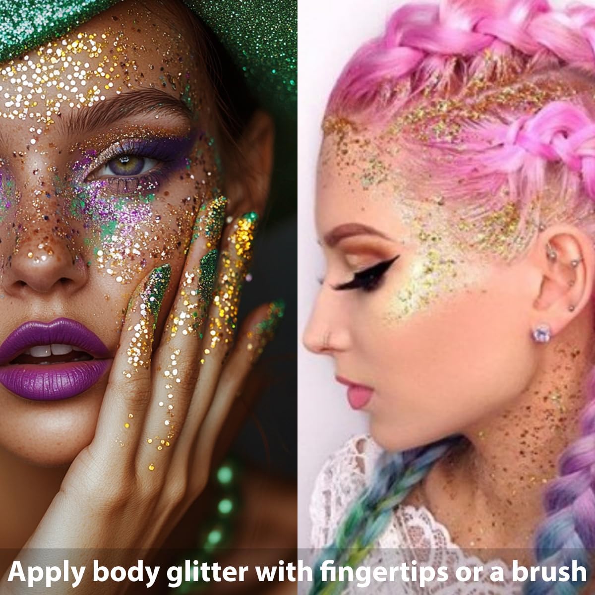Mysense Gold Body Glitter Stick,Mardi Gras Accessories,Sparkling Face Hair Glitter,Mermaid Sequins Chunky Glitter Face Paint,Singer Concert Outfit Festival Rave Accessories for Women and Kids
