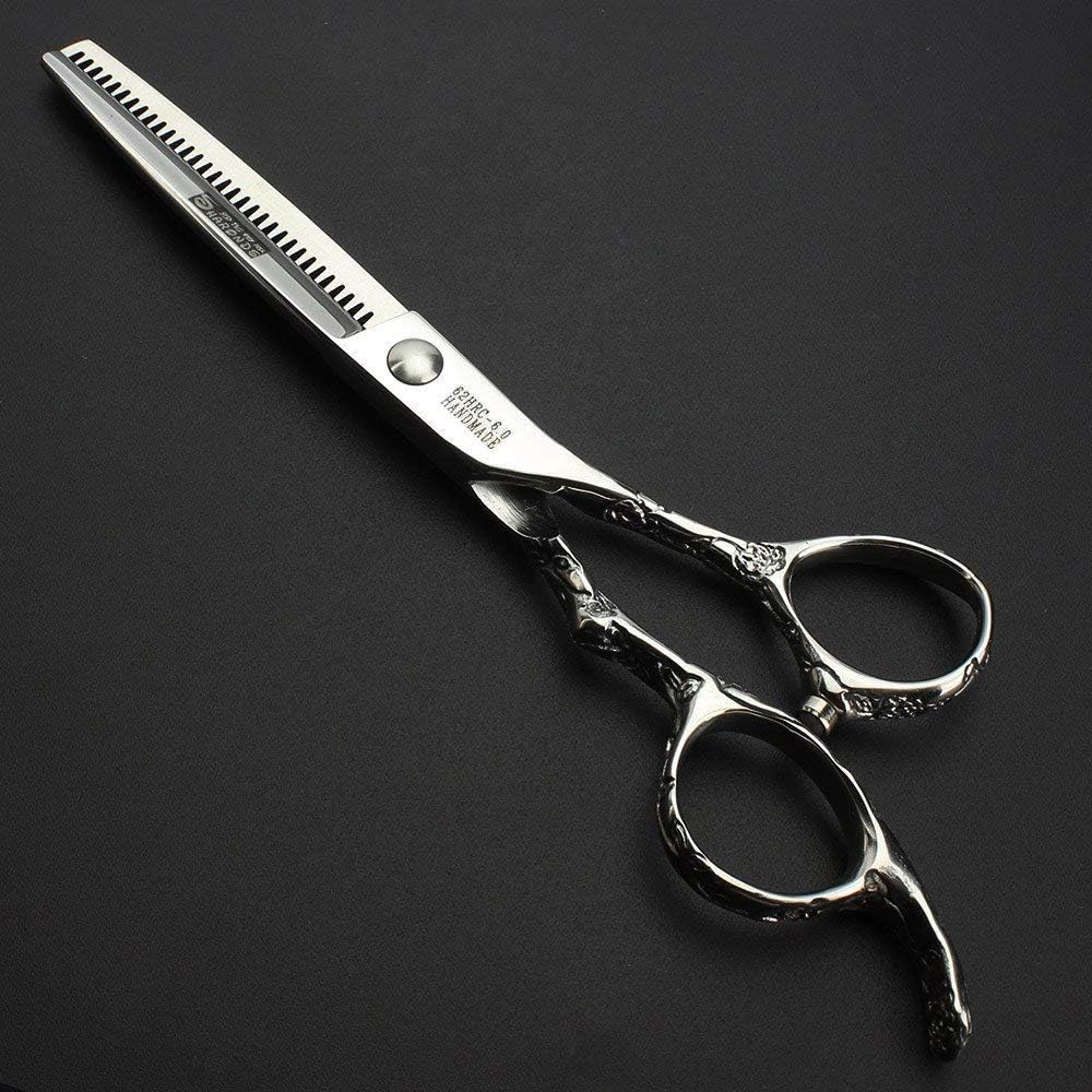 6/7/8-Inch Professional Hair Scissors Haircut Rose Pattern Hair Scissors Styling Tools Japanese Stainless Steel Scissor Set (6-in thinning scissors)