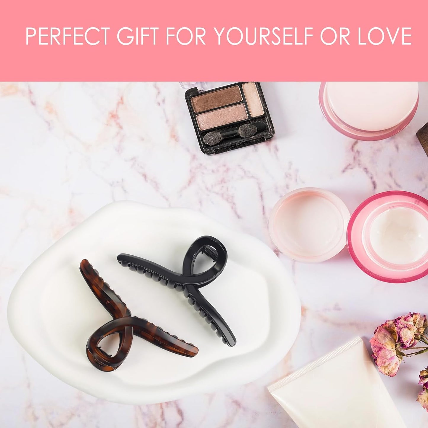 4.3” Loop Claw Clips – 2-Pack Matte Black & Tortoise Hair Clips for Women, Patented Butterfly Spring, 360° Grip, Strong Hold