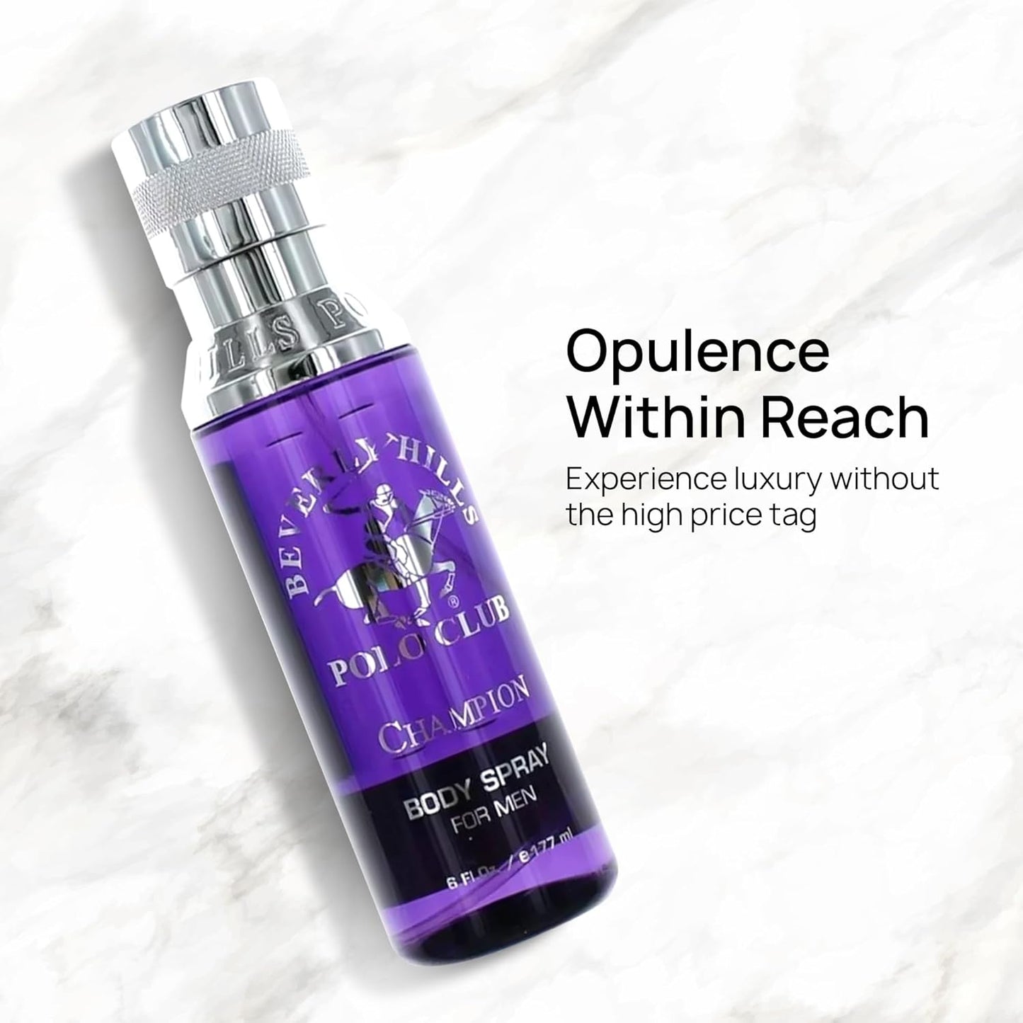 Beverly Hills Polo Club Body Spray for Men - BHPC Champion - Notes of Vanilla, Lily, Oakmoss & Patchouli - Long Lasting Body Mist Cologne Scent - Ideal Gift for Him, 6oz