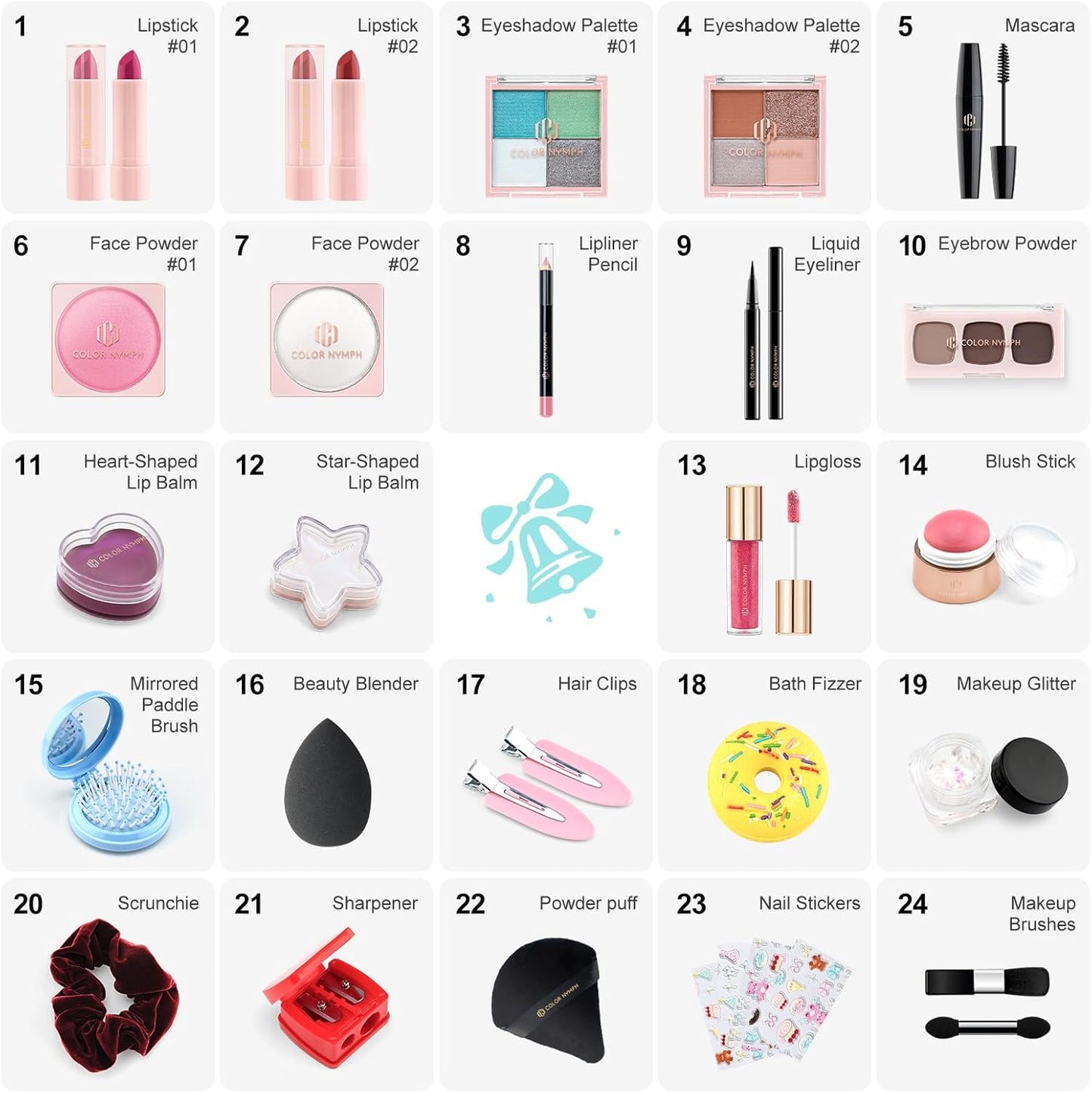 Color Nymph Makeup Advent Calendar 2025, 24 Days Advent Calendar Mystery Box for Christmas, Makeup Gift Sets - Xmas Beauty Countdown Calendar Cosmetics Kit for Women Girls Teens Daughters #Mint Green