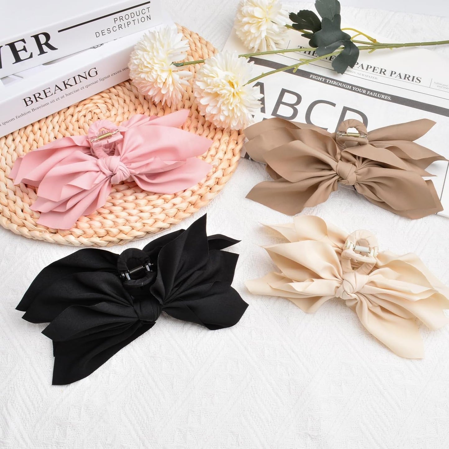 Bow Claw Clips Bow Hair Clips 4PC Big Hair Bows for Women Butterfly Styling Large Hair Clips for Thick Hair for Girls Hair Accessories for Teen