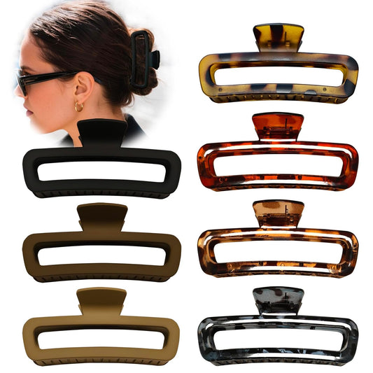 5 Inch Large Hair Claw Clips, No Slip Matte & Glossy Unbreakable Square XL Hair Clips for WomenThick Long Curly Hair, 7 Pack