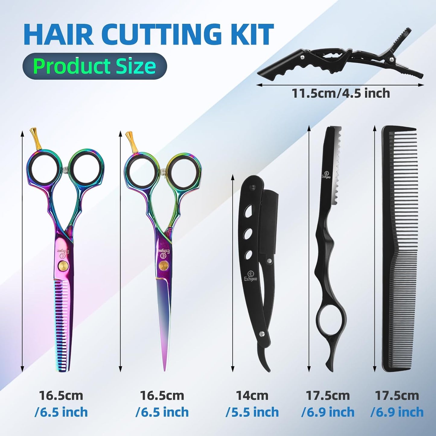 Hair Scissors Shears Professional - 6.5-Inch Multifunctional Barber Scissors Set, Salon Thinning and Straight Shears, Ideal Christmas Gift for Mother, Father, and Friends (Multi-Colored)