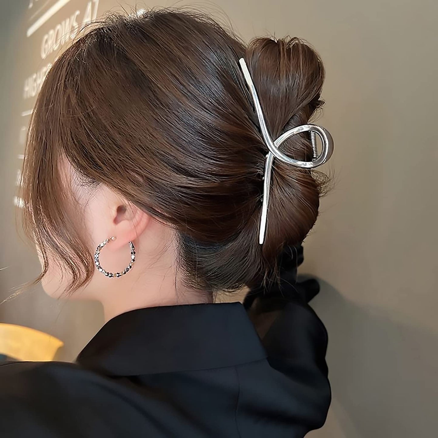 2Pack Glossy Metal Hair Claw Clips No Slip Hair Clamps for Thin and Thick Hair Accessoriesas Gift for Women Girlfriend (2pcs/box,Glossy Rose Gold & Silver)