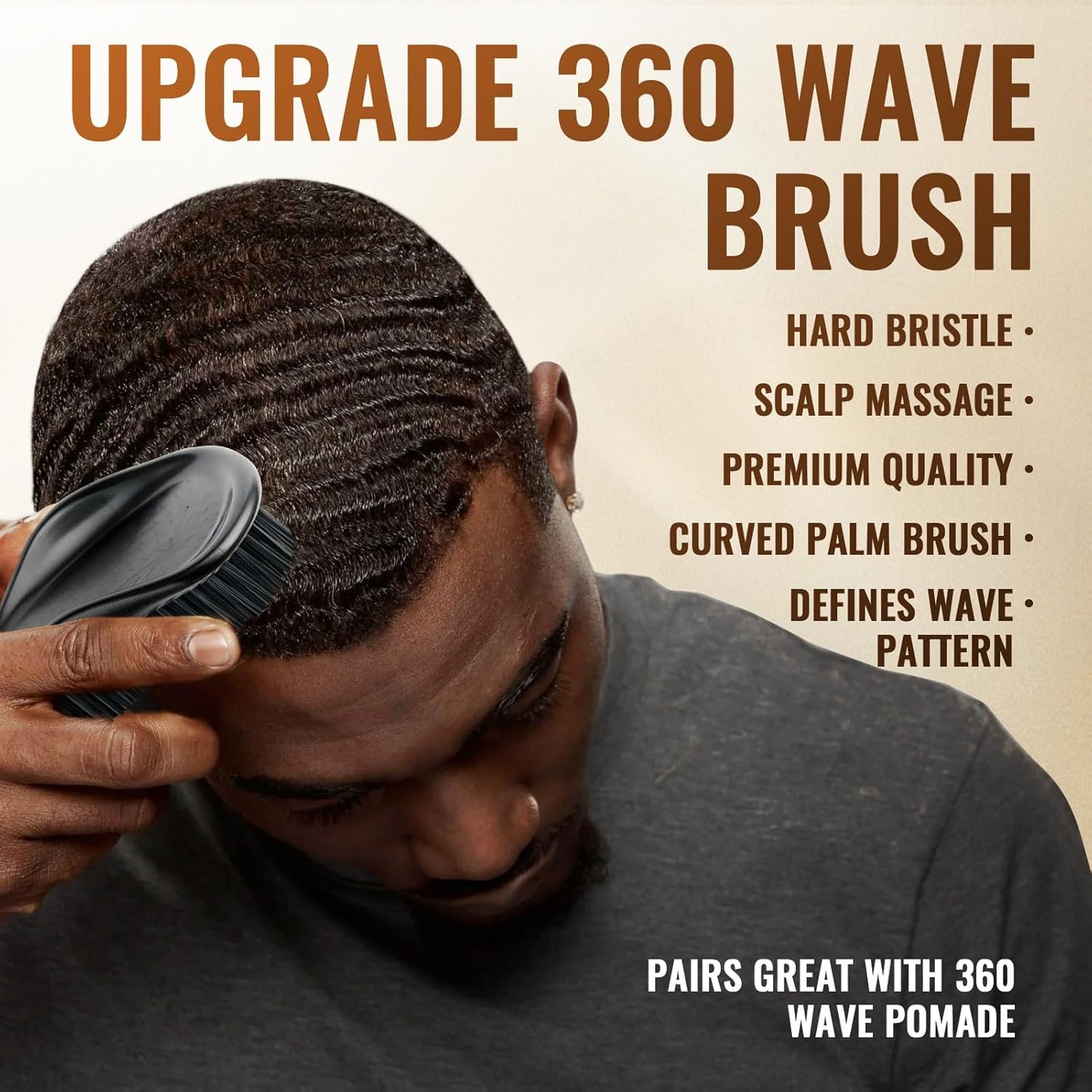 Wave Pomade 360 Greasy Pomade Wave Styler Brush Great for Wolfing, Boar Bristle Beard & Wave Brush for Barbers & Daily Use, Styling Set for Men 360 Easy Wash 360 Wave Training Hair Cream