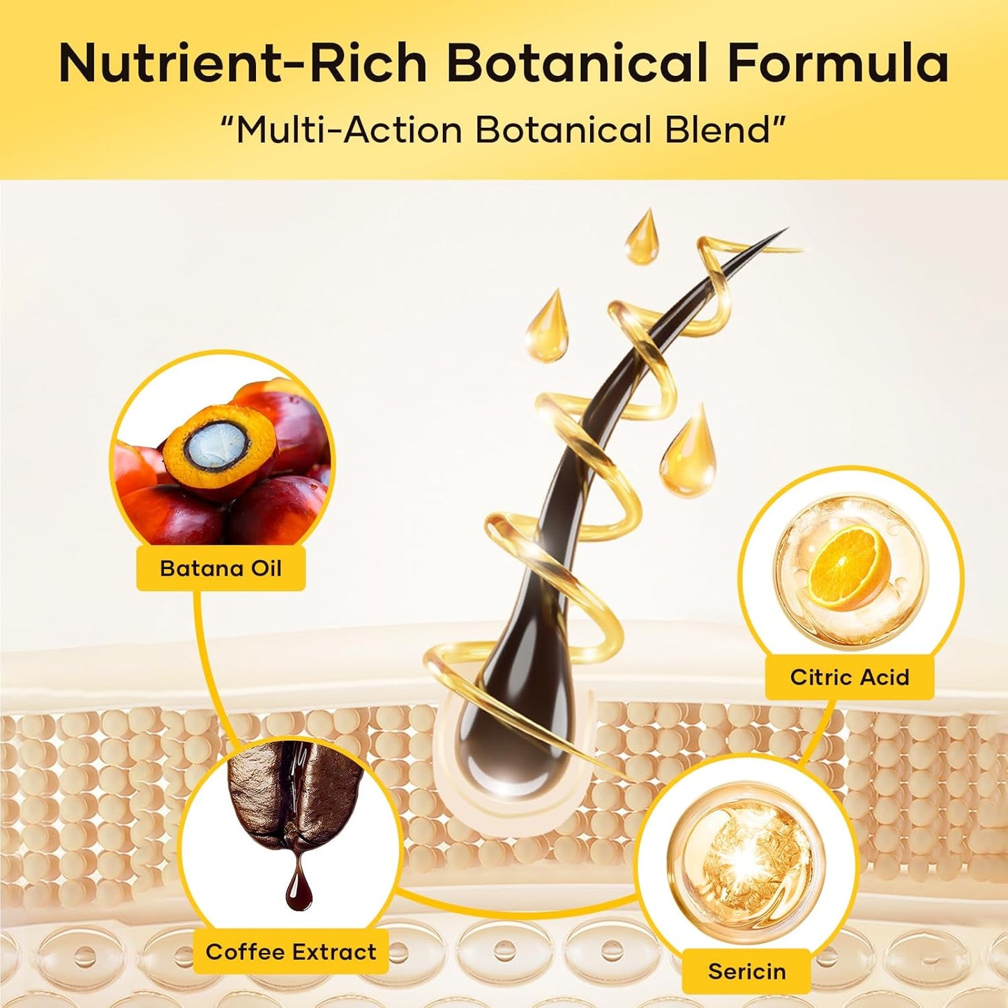 Batana Oil for Hair Growth, Cold-Pressed, Natural & Unrefined, Batana Oil for Dry Damaged Hair, Thinning Hair, Scalp Treatment for Men & Women, Frizz Control, Strength & Shine (4.23 Fl Oz)