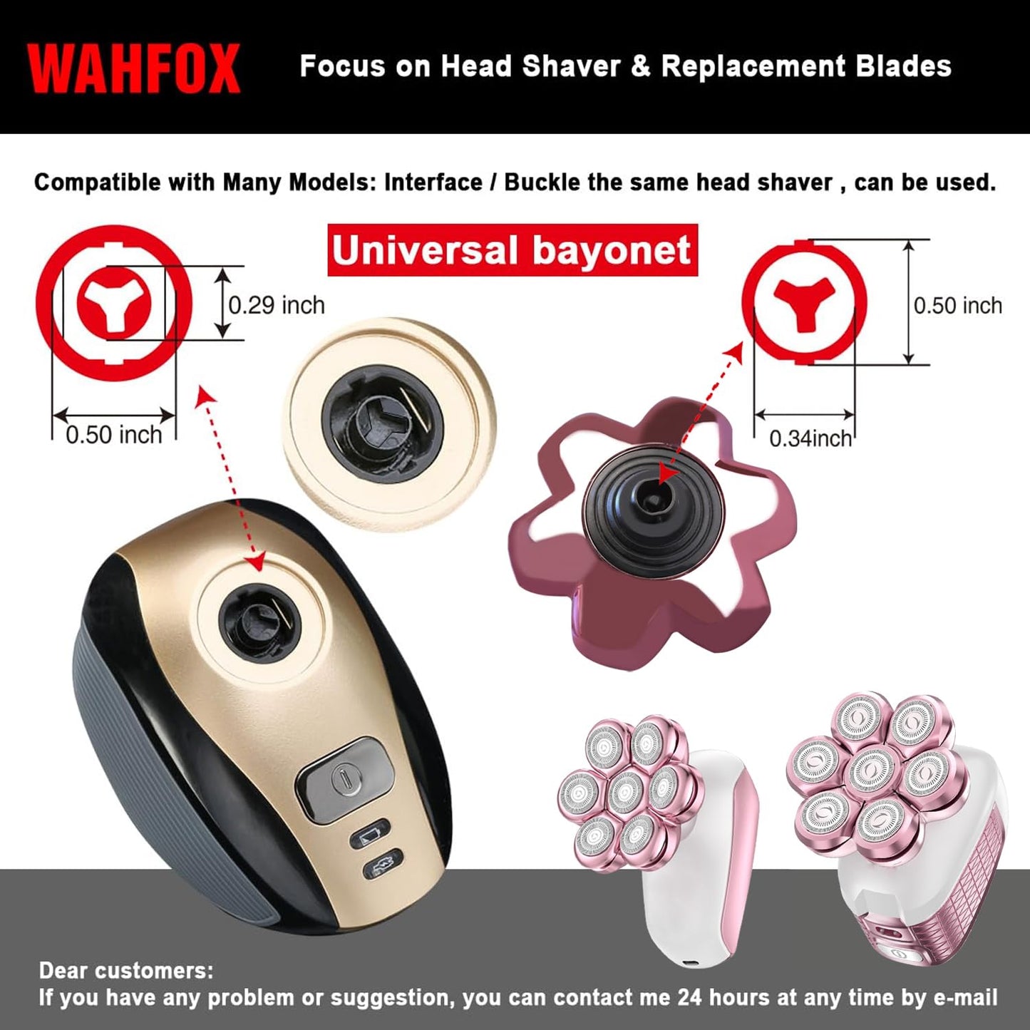Universal Magnetic 7 Blades Head Shaver Replacement Blades Compatible with Wyklaus SHPAVVER Head Shaver and Other Brands Head Shaver