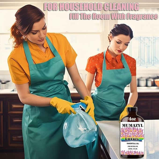 Lotus Essential Oil, Lotus Oil 4 Fl Oz 120ML for Diffuser Humidifier Yoga Cleaning DIY Candle Soap Making Essential Oils