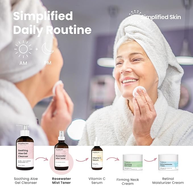 Rose Water Spray for Face & Hair (2-Pack) - Organic USDA Certified Rosewater Facial Toner - Alcohol-Free Makeup Setting Hydrating Face Mist - Anti-Aging Toner Spray