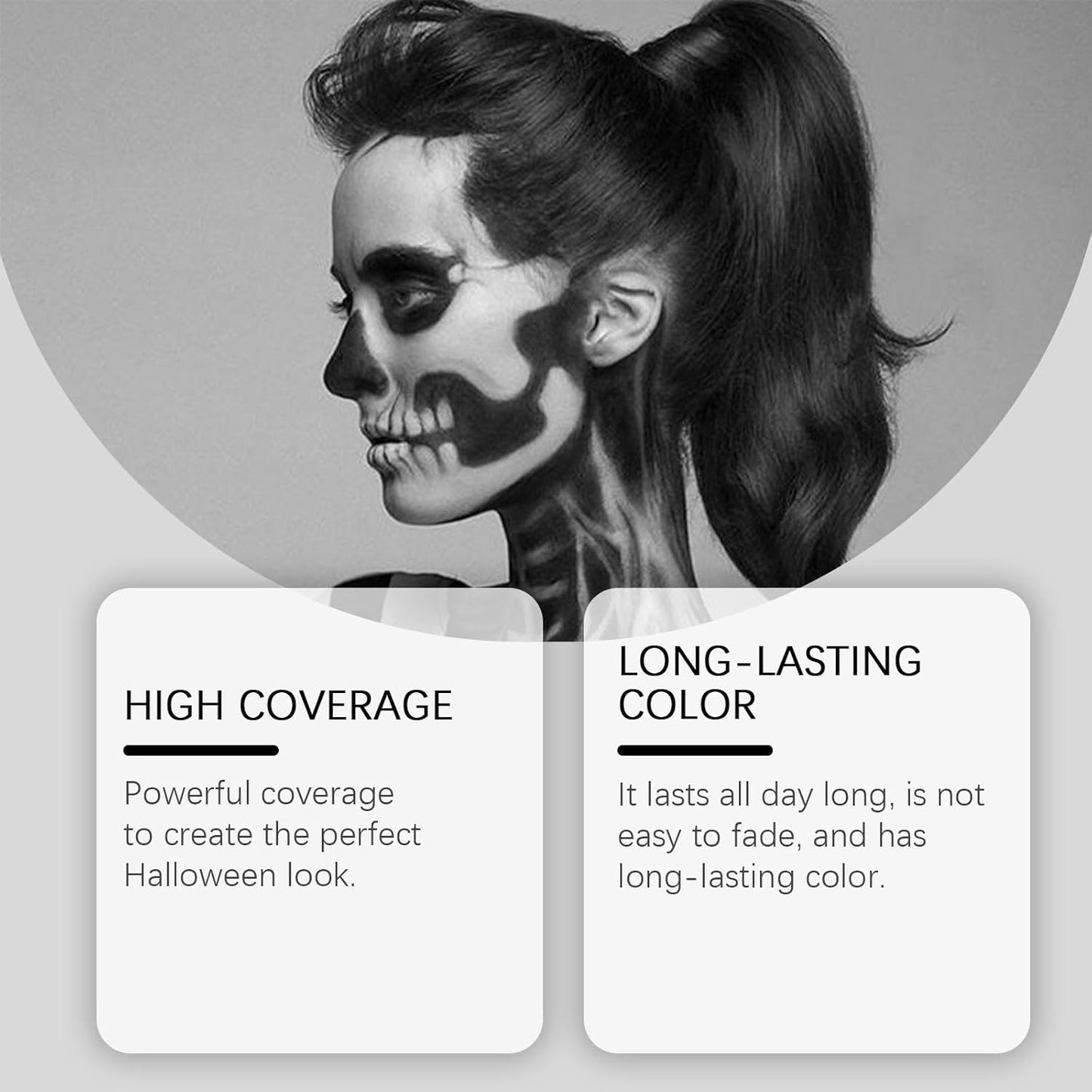 Halloween Face Body Paint For Adults, Black White Face Body Paint Stick Kit For Sfx Makeup Cosplay Joker, Skeleton Makeup