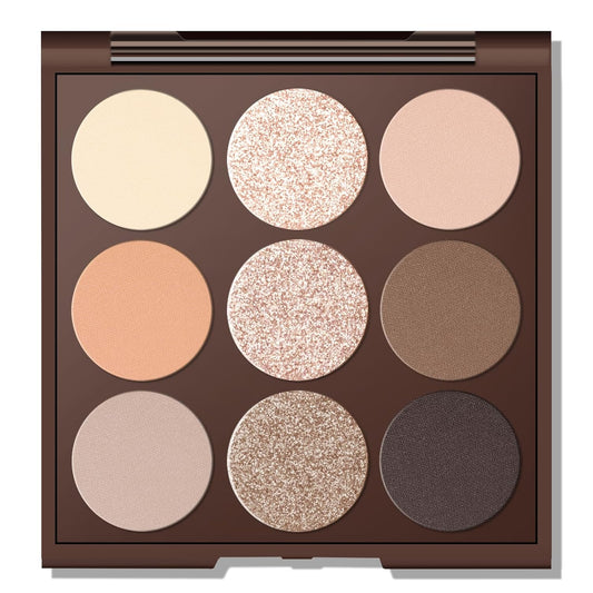 Neutral Eyeshadow palette, Nude eye shadow palette, High-Pigment eyeshadow makeup palette with Mirror, Long-lasting Wear, Vegan, Cruelty-free - 0.5oz