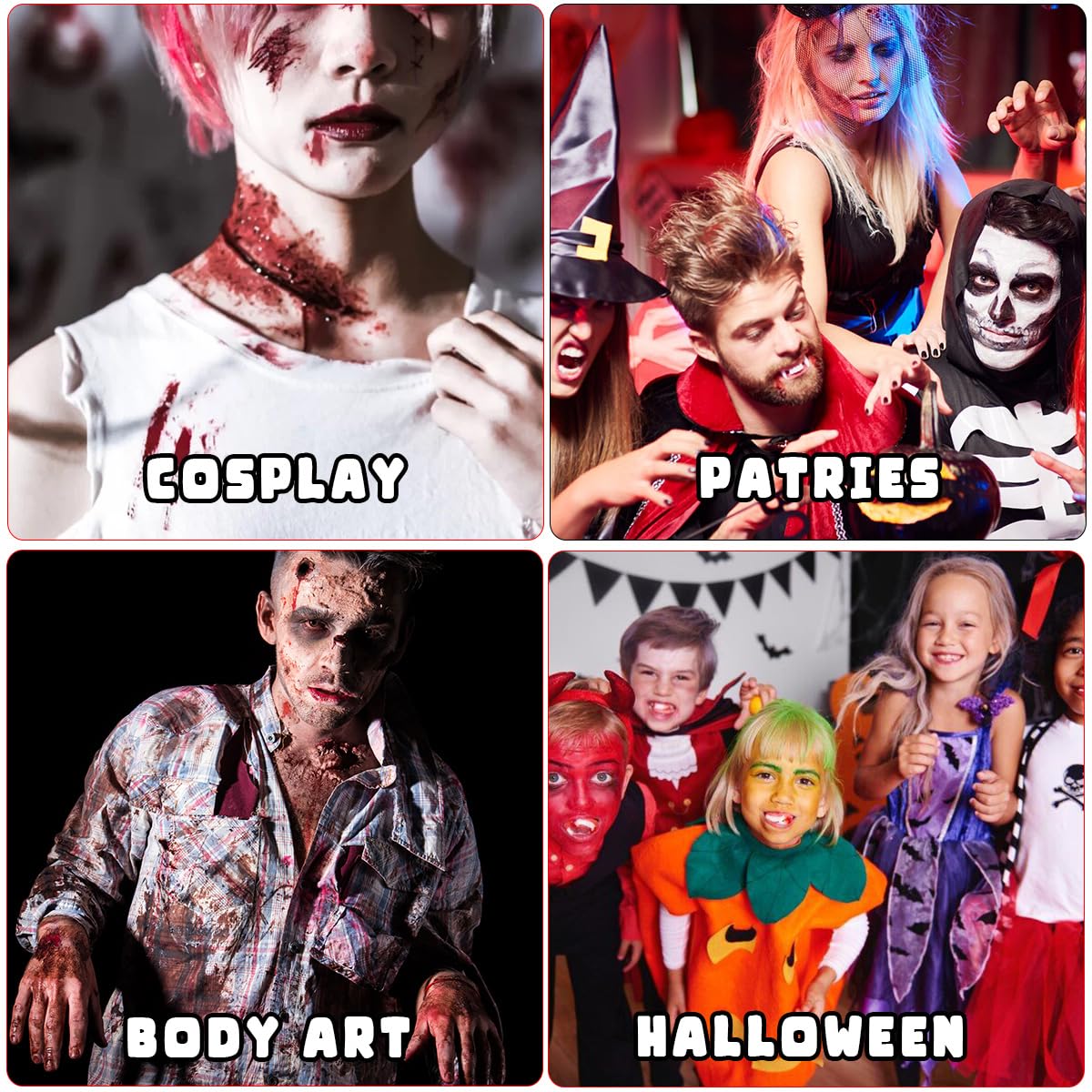 Bowitzki Halloween Makeup Palette 5 Colors Face Body Paint Oil Based with Brush for Zombie Skeleton Clown Witch Football Baseball Sports SFX Costume Cosplay Dress Up (Classic)