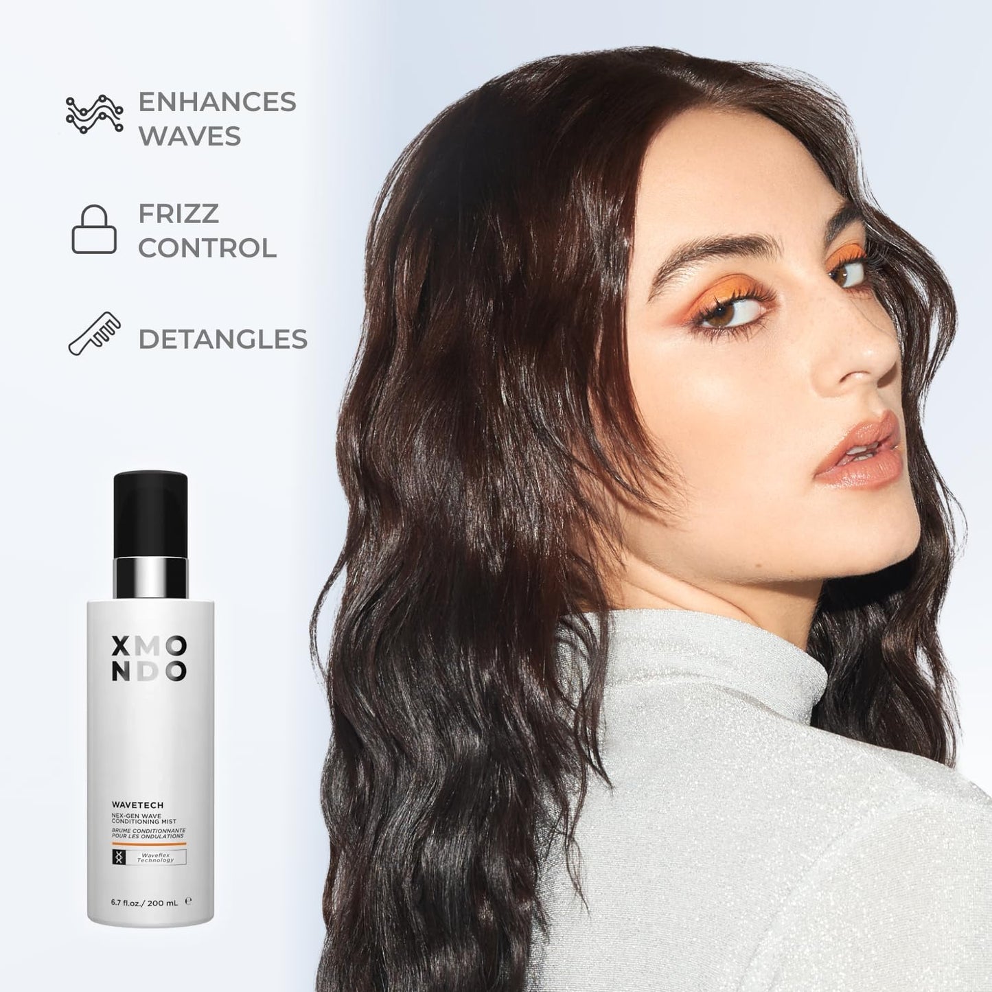 XMONDO Hair Wavetech NEXGEN Conditioning Mist | Vegan Formula with Waveflex Technology for Enhanced Waves, Olive Extract and Hemisqualane to Retain Natural Shine & Strand Moisture, 6.7 Fl Oz