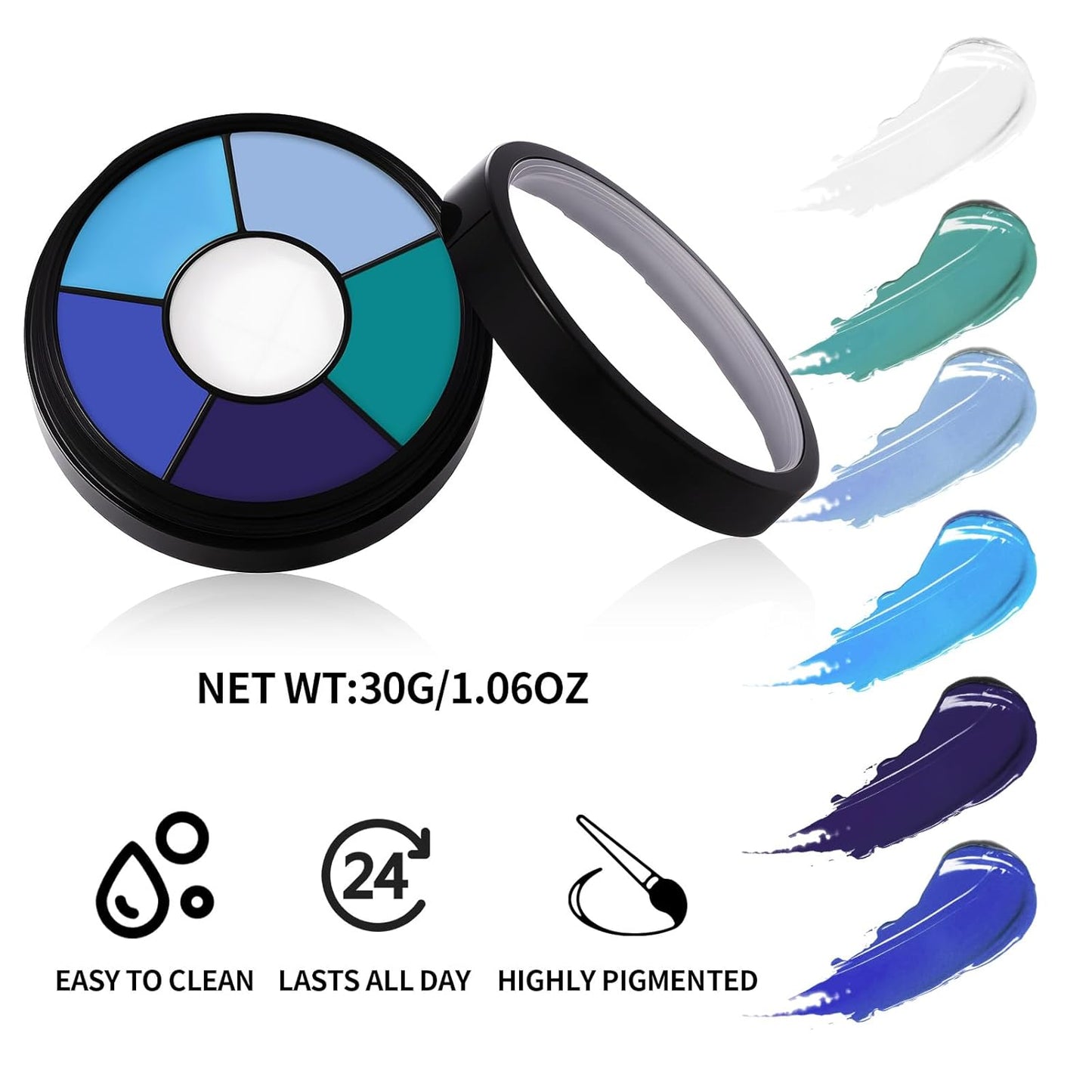 BOBISUKA Blue Face & Body Paint – 6 Colors Cream Washable Face Paint for Corpse Bride Sally Makeup Avatar Mermaid Costume & Theme – Easy to Blend, High Pigment & Long Lasting