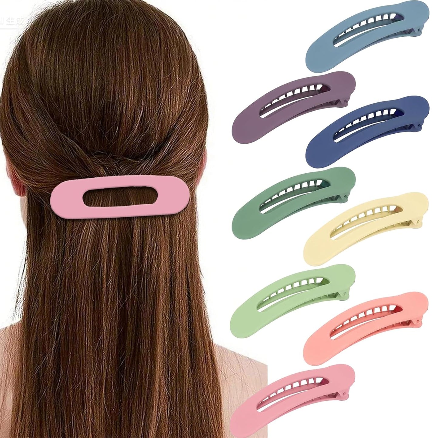 8 PCS Flat Hair Clips for Women French Large Flat Claw Clip for Thick Thin Hair (Color)