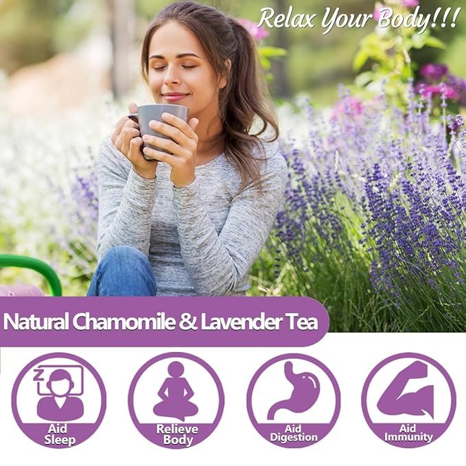 135 Premium Chamomile & Lavender Tea Bags,Relief & Caffeine Free & 100% Natural.