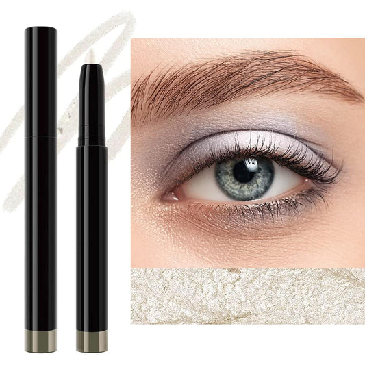 White Eyeshadow Stick Smooth Cream Eyeshadow Pencil, Waterproof Long Lasting Eye Shadow Stick, High Pigment Hypoallergenic Highlighter stick Create Multi-Dimensional Eyes Look (01# White)