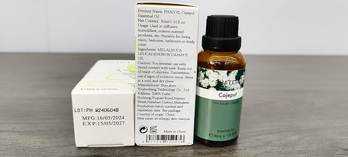 Cajeput 1.01fl.oz Essential Oil, PHATOIL Pure Aromatherapy Oils for Diffuser, Humidifier, Perfect for DIY Soap, Candle, Bath Bombs Making(30ml)