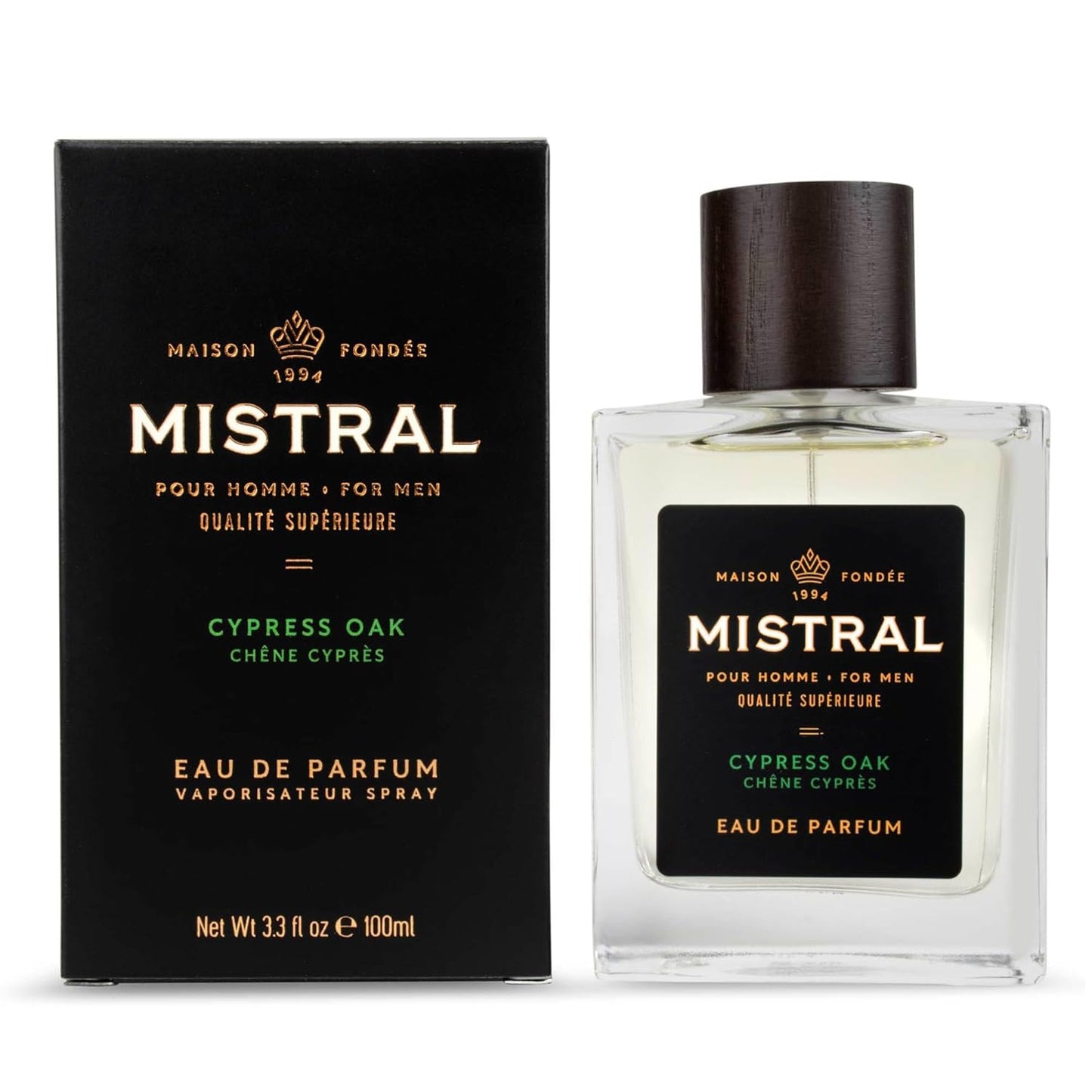 Mistral Men’s Cologne – Cypress Oak Eau de Parfum | Fresh & Woody Masculine Fragrance with Green Apple, Sandalwood & Musk | Cruelty-Free & Long-Lasting Perfume for Men, Made in France - 3.4 Oz