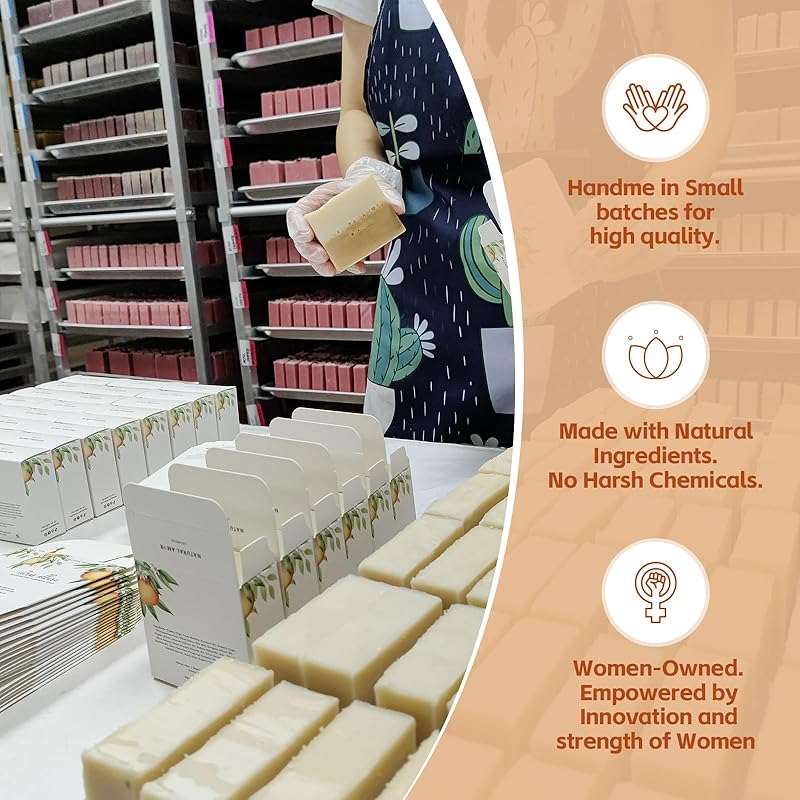 Natural Amor Handmade Spa Gifts for Women, Relaxing 5pcs Spa Gift Set for Women Including Citrus Handmade Soap Bar, Soy Candle, Bath Salt, Bath Bomb