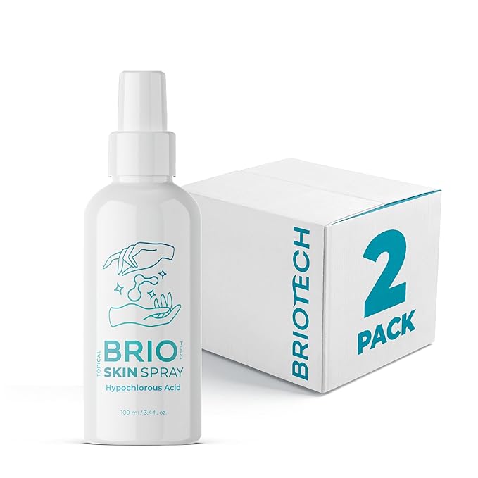 BRIOTECH Topical Skin Spray, Hypochlorous Acid for Body & Face, Eyelid Cleanser, HOCl Facial Mist, Support Against Irritation, Calm Redness, Soothe Foot & Scalp, 1 Gallon Refill, 1 ct