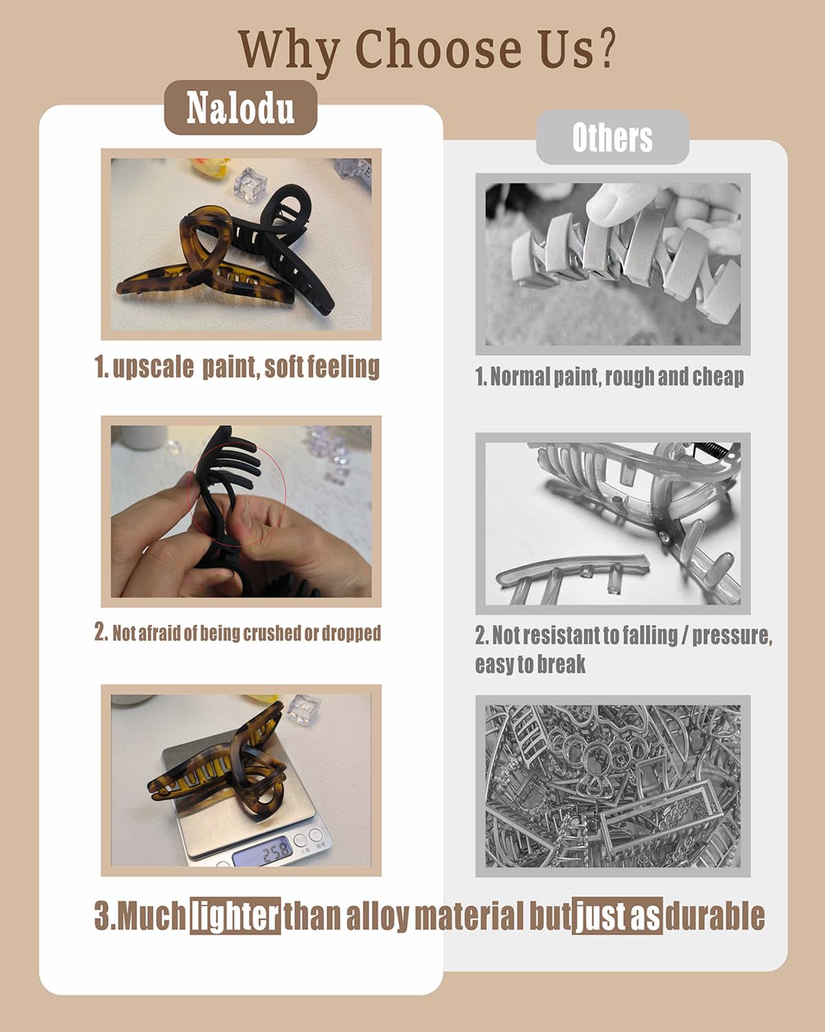 5 Inch Extra Large Claw Clips, 13 cm No Slip Matte Jumbo XL Hair Clips for Thick Long Curly Hair, Big Hair Claw Clips, 2 Pack