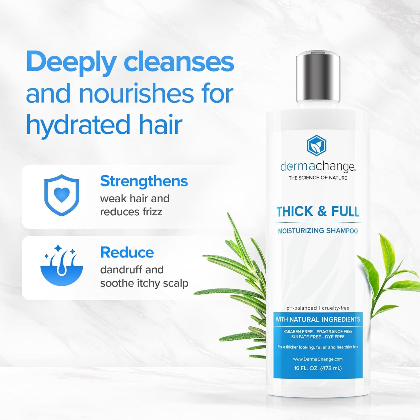 Hair Growth Shampoo for Thining and Hair Loss - Sulfate Free for Men and Women - Shinier, Volumizing and Thickening Shampoo for Color Treated Hair with Aloe Vera (16oz)
