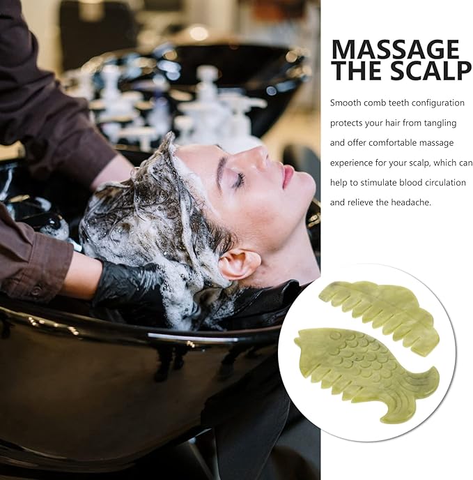 Healifty Massage Comb 2Pcs - Guasha Scalp Comb, Handheld Gua Sha Scraping Massage Tool for Head Caring (Green)
