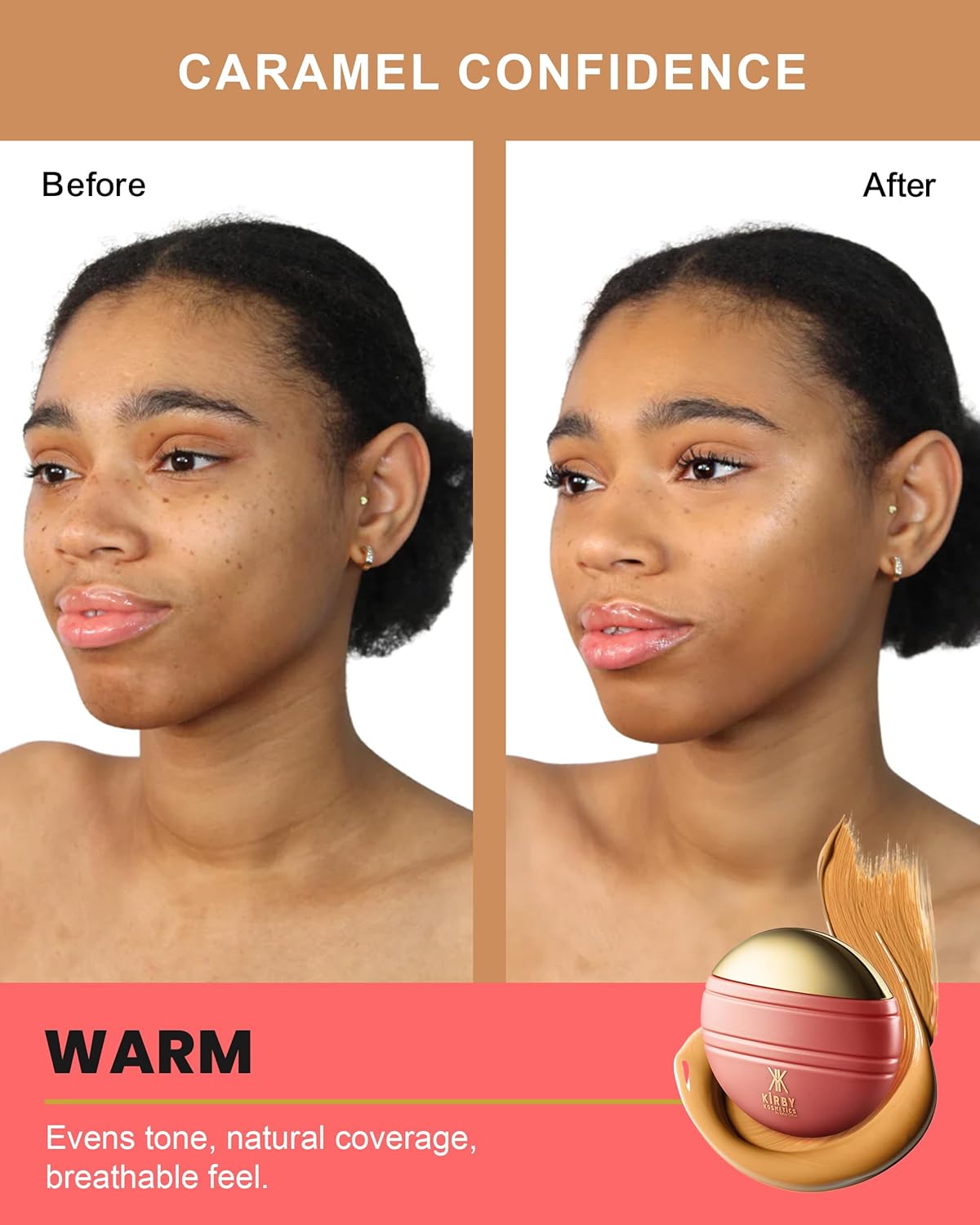 Konfident Glow Skin Tint – Caramel Confidence Hydrating Oil-Free Glass-Skin Foundation, Buildable Light-to-Medium Coverage, 30 ml – Inclusive Clean Makeup for Radiant Confidence