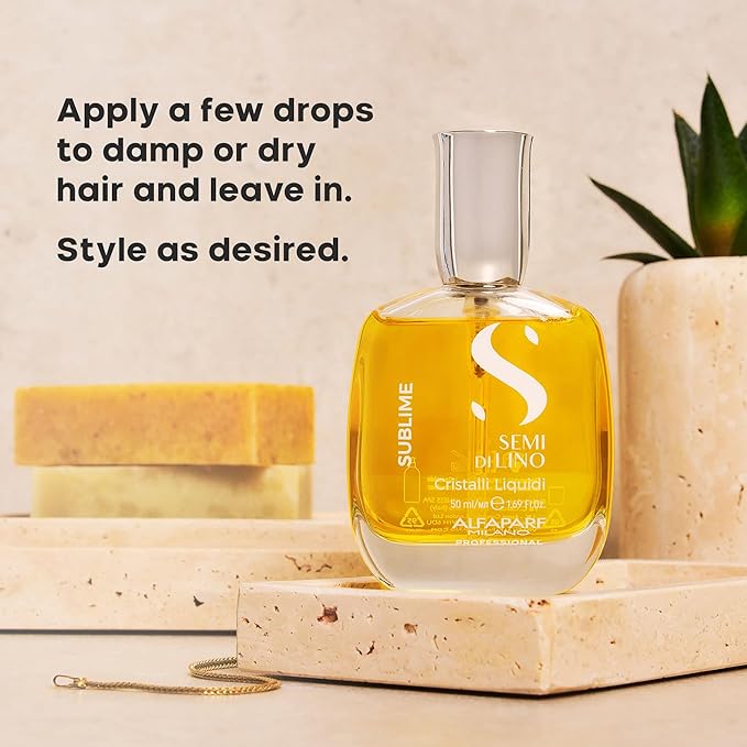 Alfaparf Milano Semi di Lino Sublime Cristalli Liquidi Hair Oil Serum with Thermal Protection - Anti Frizz Hair Serum & Smoothing Heat Protectant Spray with Vitamin E for Frizzy Hair (0.51 oz / 15 ml)