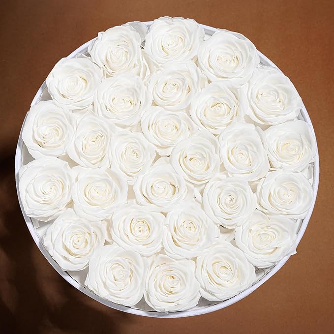 27 Flowers in a Luxury Suede Box, Birthday Gifts for Women, Preserved Flowers, Mothers Day Roses Gift for Mom, White
