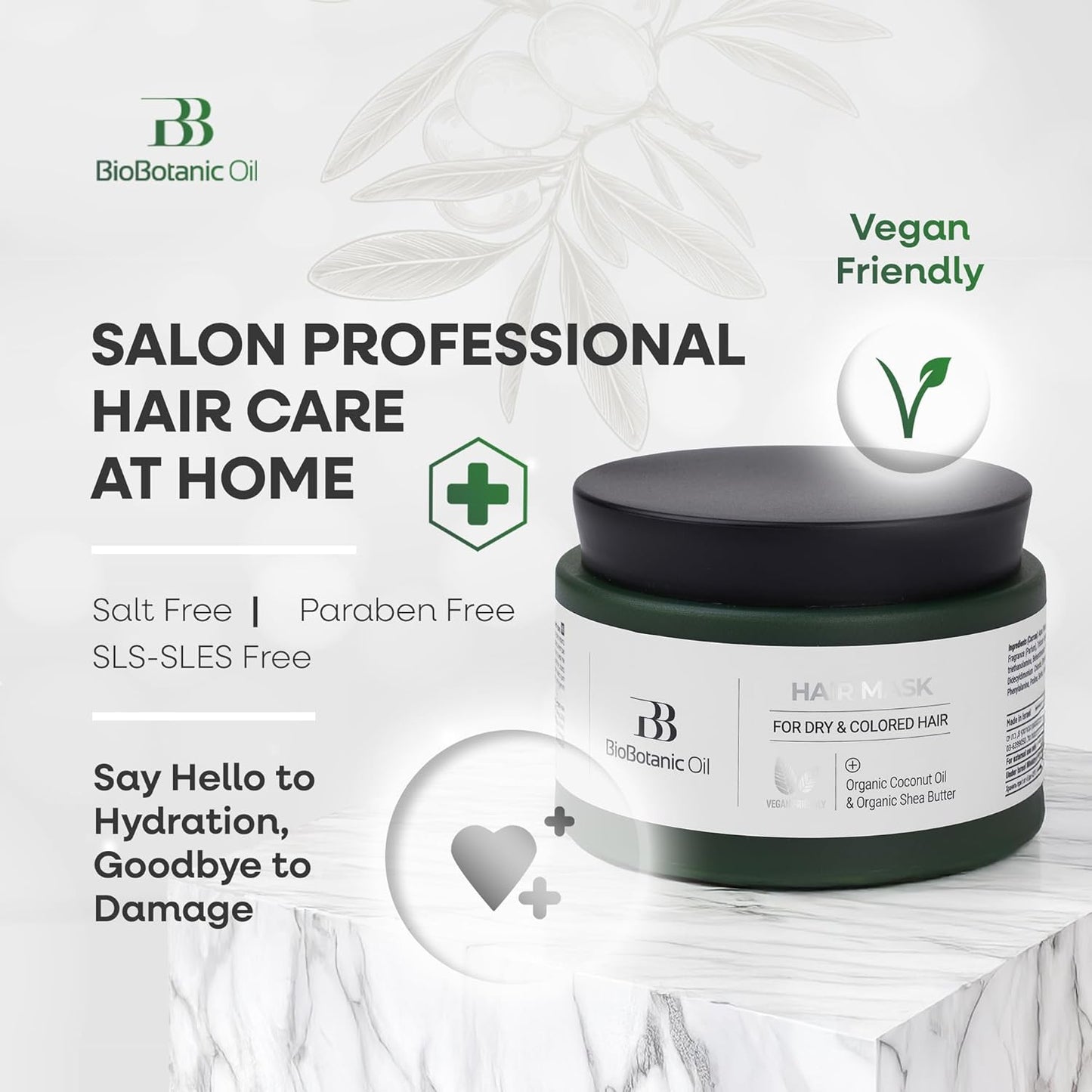 Bio Botanic Oil Range – Moisturizing Hair Mask for Colored, Dry & Damaged Hair with Organic Coconut Oil & Shea Butter, SLS-Free Deep Conditioning Treatment, Restores Shine & Protects Color