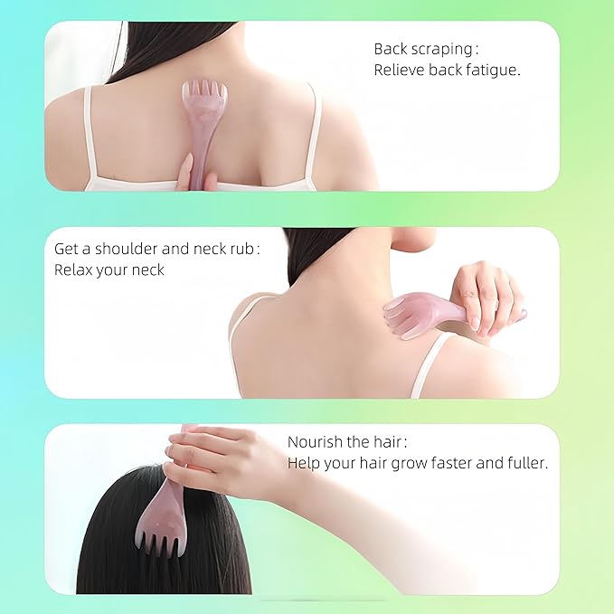 3 Pack Manual Head Massager for Scalp & Neck Relaxation - Resin Hair Massage Comb for Stress Relief, Lymphatic Massage, Handheld Ergonomic Scalp Comb by ENBRWAS
