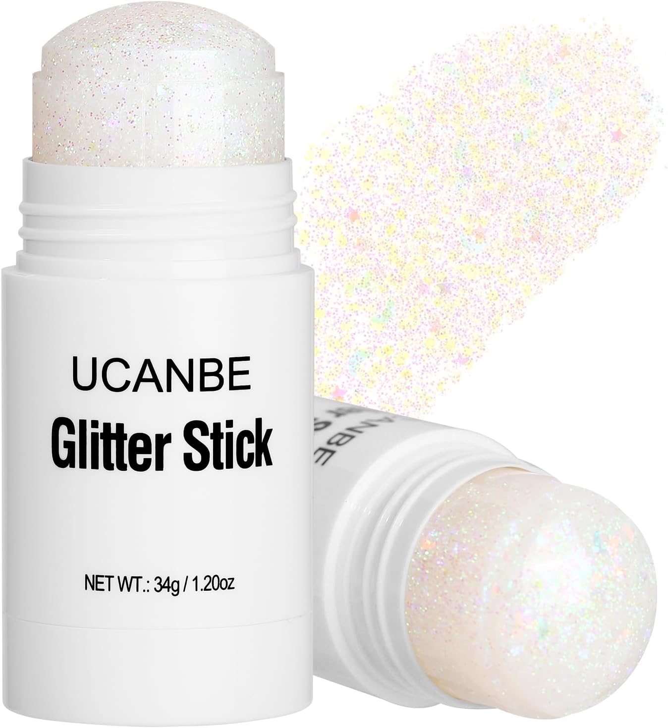 UCANBE White Body Glitter Stick for Singer Concerts Music Festivals, Face Glitter Makeup for Face Body Hair Eyes & Lips, Chunky Glitter Sparkling Mermaid Sequins for Women 1.2OZ