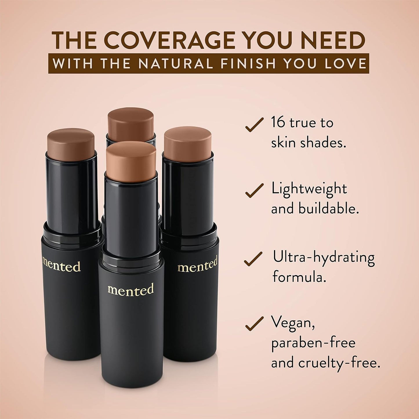 Mented Cosmetics Stick Foundation Make Up, Concealer & Contour Stick for Medium Deep Skin, Cream Foundation for Black Women Makeup, Vegan and Cruelty Free, M30