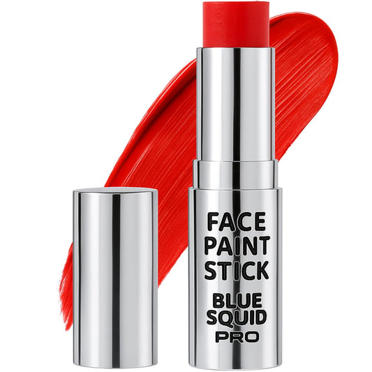 Blue Squid PRO Red Face Paint Stick - Waterproof Body Paint for Adults & Kids Eye Black Baseball, Eyeblack Softball - Vegan Hypoallergenic Twist-Up Non-Toxic Makeup Stick for Cosplay, Sports & SFX