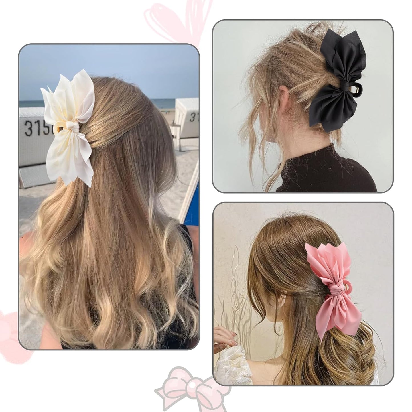 Bow Claw Clips Bow Hair Clips 3PC Big Hair Bows for Women Butterfly Styling Large Hair Clips for Thick Hair for Girls Hair Accessories for Teen