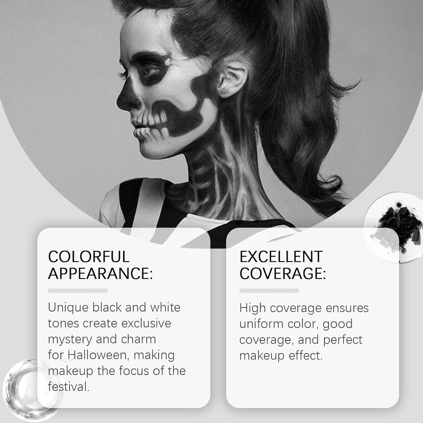 Face Paint Kit Black and White, Professional Halloween Body Paint Makeup Set, Washable & Skin-Friendly SFX Makeup for Adults and Kids, Ideal for Cosplay, Theatrical & Costume Parties
