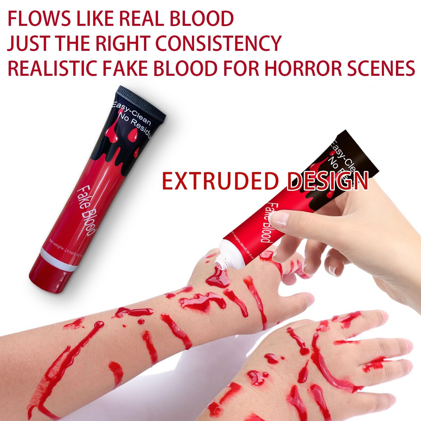 Fake Blood Gel and Scar Wax Set, Special Effects SFX Halloween Makeup Kit Fake Molding Wound Skin Wax Fake Nose Stage Zombie Cosplay Costume SFX Makeup
