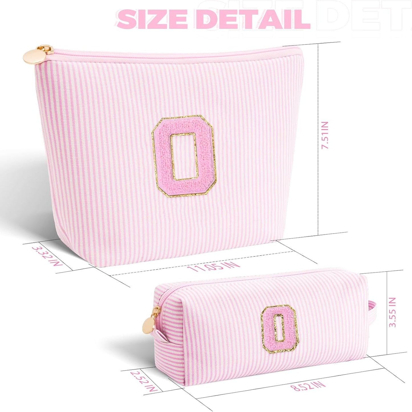 Personalized Makeup Bag for Women Girls - Fashion Cosmetic Bag Trendy Travel Toiletry Bag with Initials Letter - Teen Gifts - Pink,O