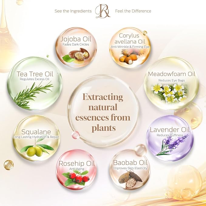 Decoder Beauty Hydration and Sensitivity Care Eye Serum Oil, Eye Skin Care Essence Oil, Under Eye Cream, with Jojoba Oil, Squalane and Rice Germ Oil - Soothing Eye Care for Dry and Sensitive Skin