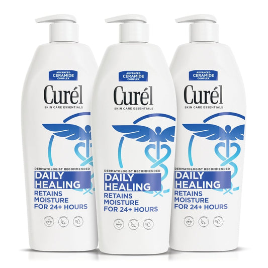 Curel Daily Healing Body Lotion for Dry Skin, Hydrating Body Lotion with Advanced Ceramides Complex, Dermatologist Recommended, 13 Oz, Pack of 3