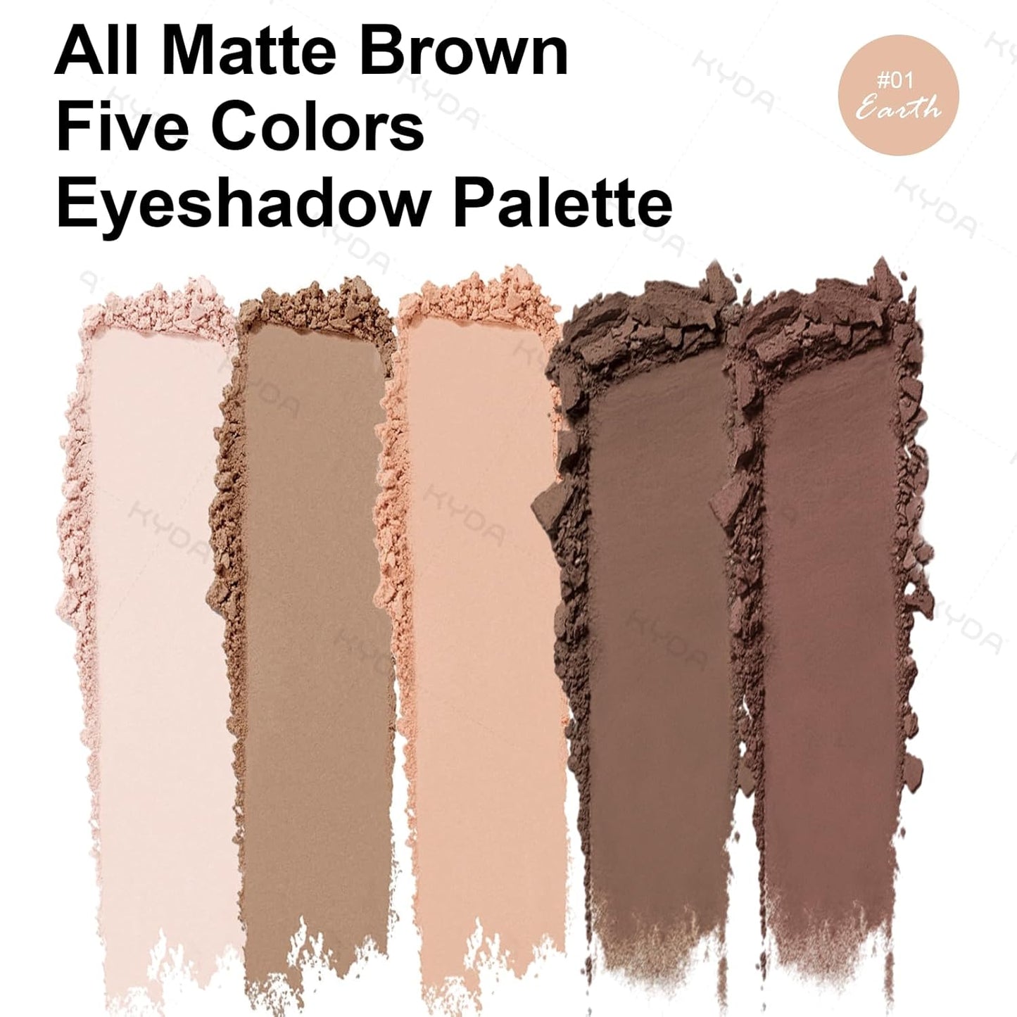 KYDA 5 Colors Matte Brown Eyeshadow Palette, Neutral Nude Eyeshadow, All Matte Eyes Palette, High Pigment Pressed Powder Eye Makeup Gift for Women, Lasting Blendable Daily Eyes Shadow, EARTH