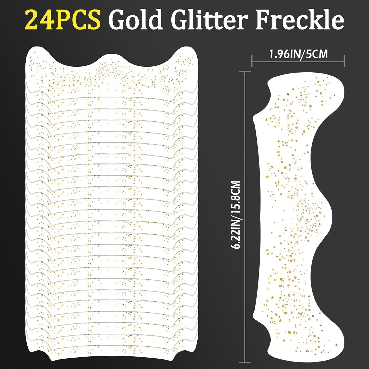 24PCS Glod Glitter Freckle, Gold Freckles Temporary Face Tattoo, Gold Freckle Tattoo, Body Face Glitter for Women Girls, Waterproof Long-Lasting Party, Festival, Concert Makeup Accessories