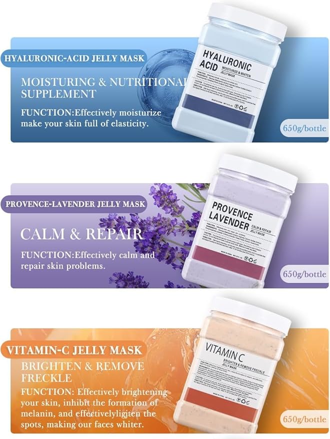 Jelly Face Mask Peel Off Powder 650g Moisturizing and Hydrating Repair and Smooth Skin Care for Home Salon Spa (Provence Lavender)