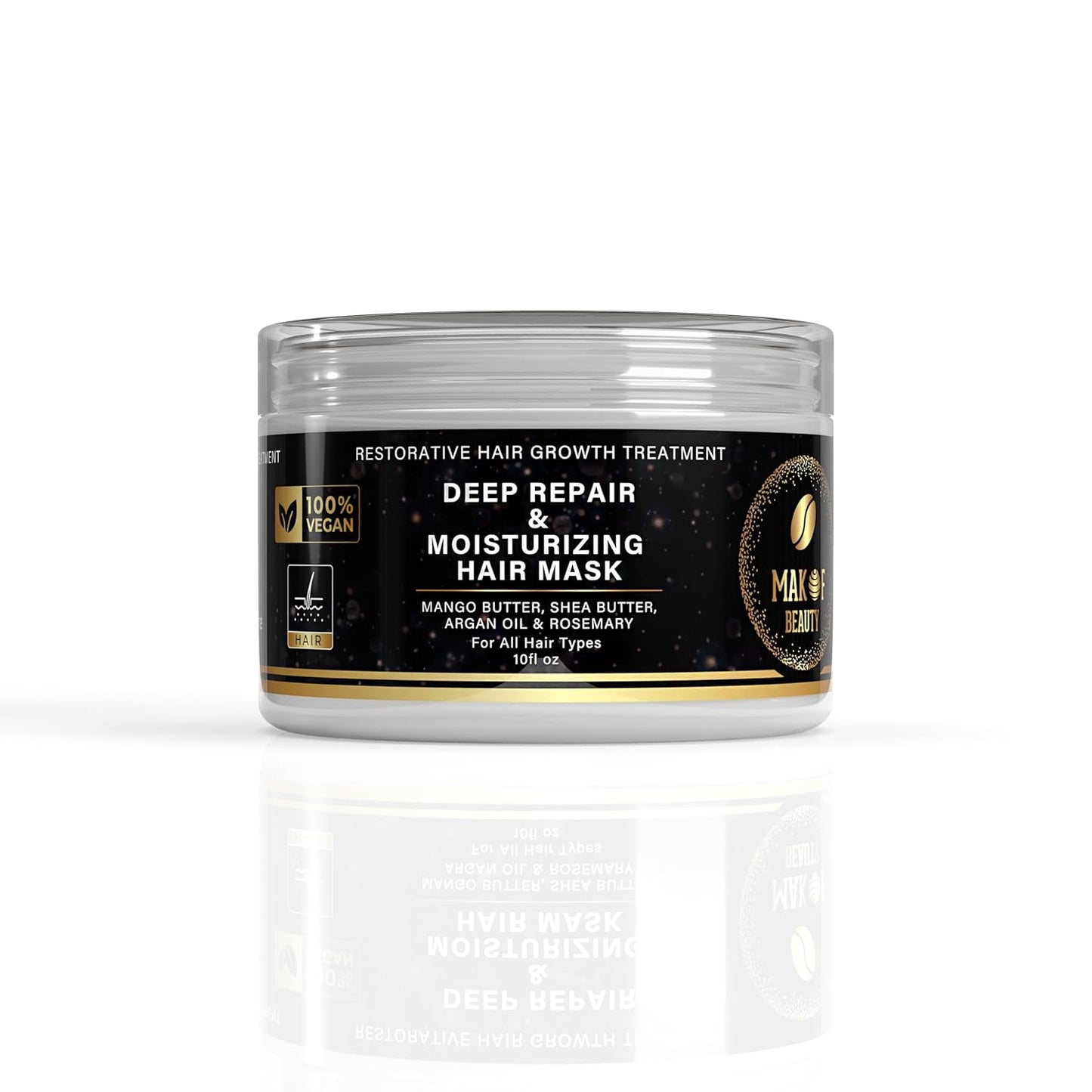 Restorative Hair Growth Treatment, Deep Repair Hair Mask Treatment with Mango Butter, Shea Butter, Argan Oil, Natural Ingredients for All Hair Types, 10 Fl Oz